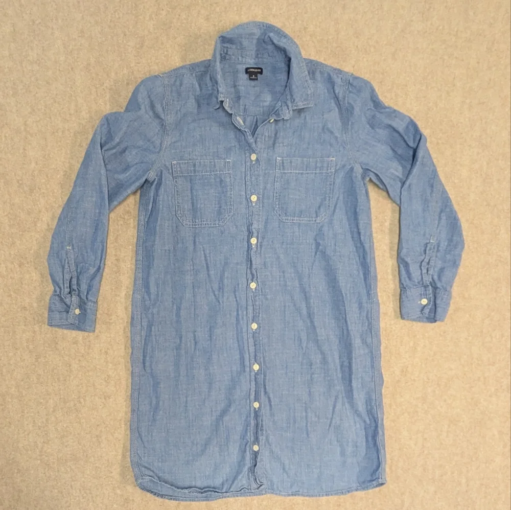 Like New! J Crew Button Up dress in indigo chambray Tunic Dress Country Chic S